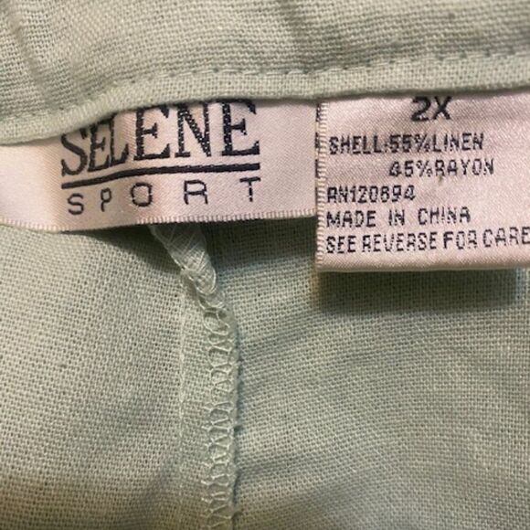 Selena Sport Seafoam Green Linen Blend crop pants, size 2X - Picture 3 of 4